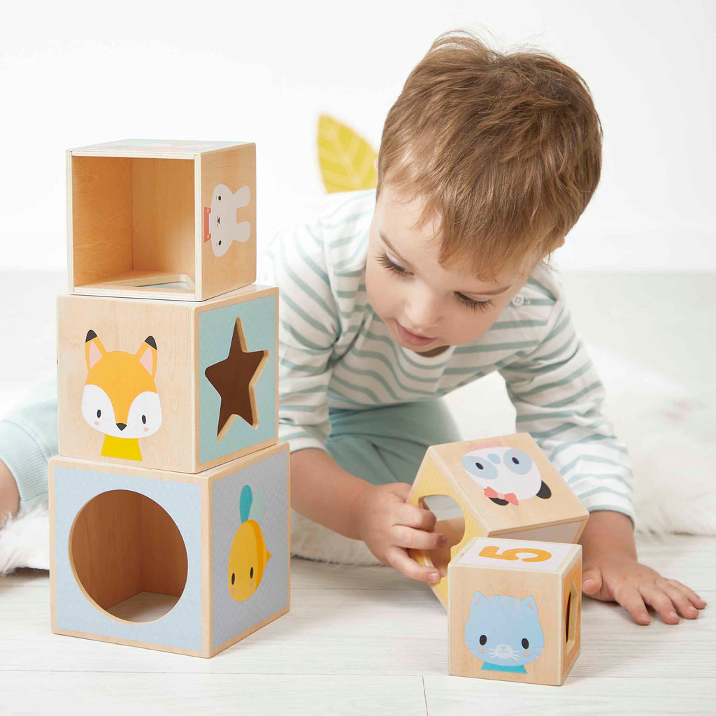 Stacking Six Cubes Pyramid by Janod | Cotton Planet