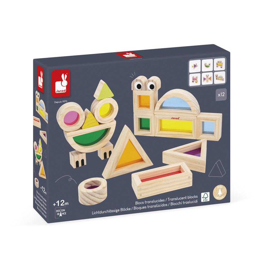 Translucent Sensory Blocks 18-Piece Set by Janod | Cotton Planet