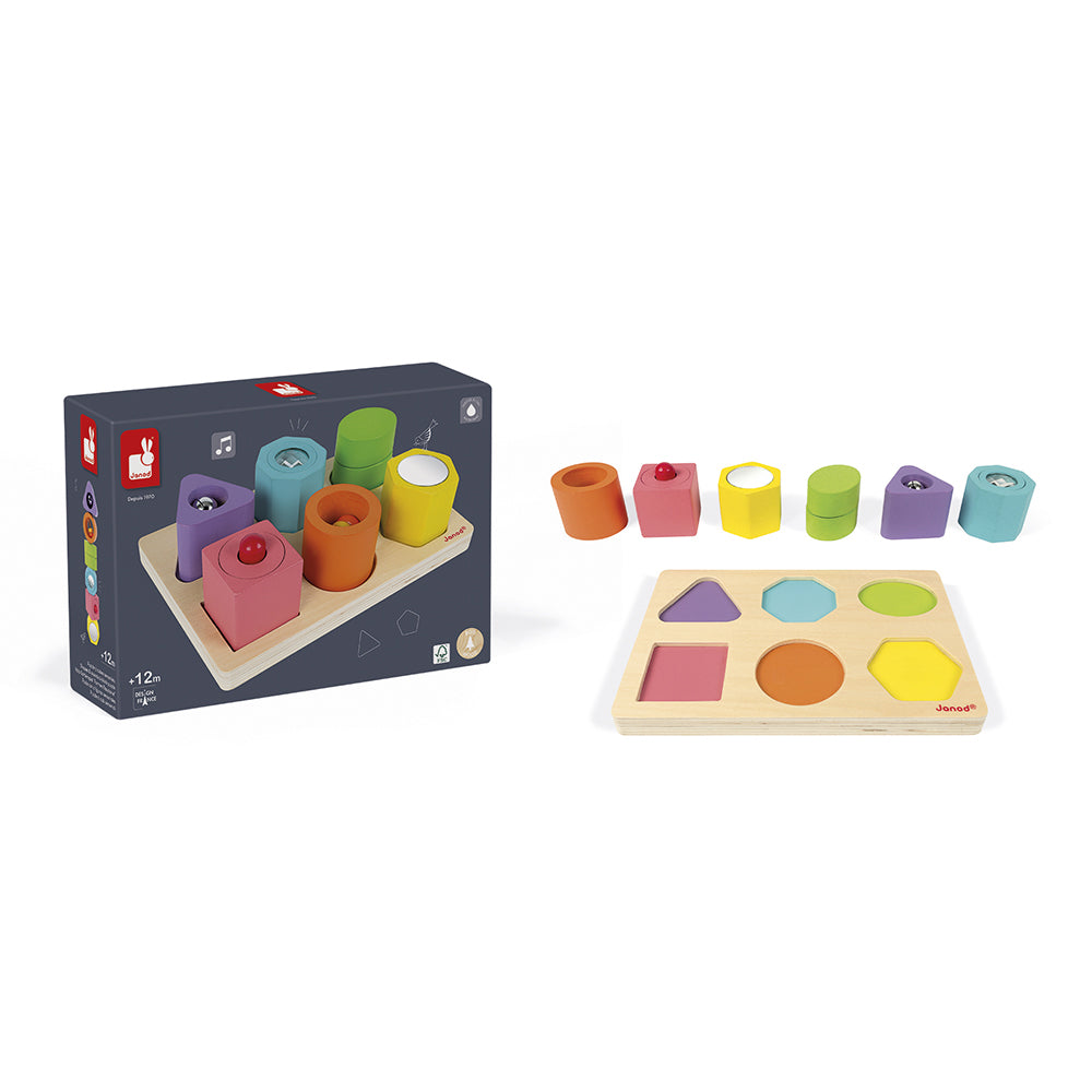 Shapes & Sounds 6-Block Puzzle by Janod | Cotton Planet