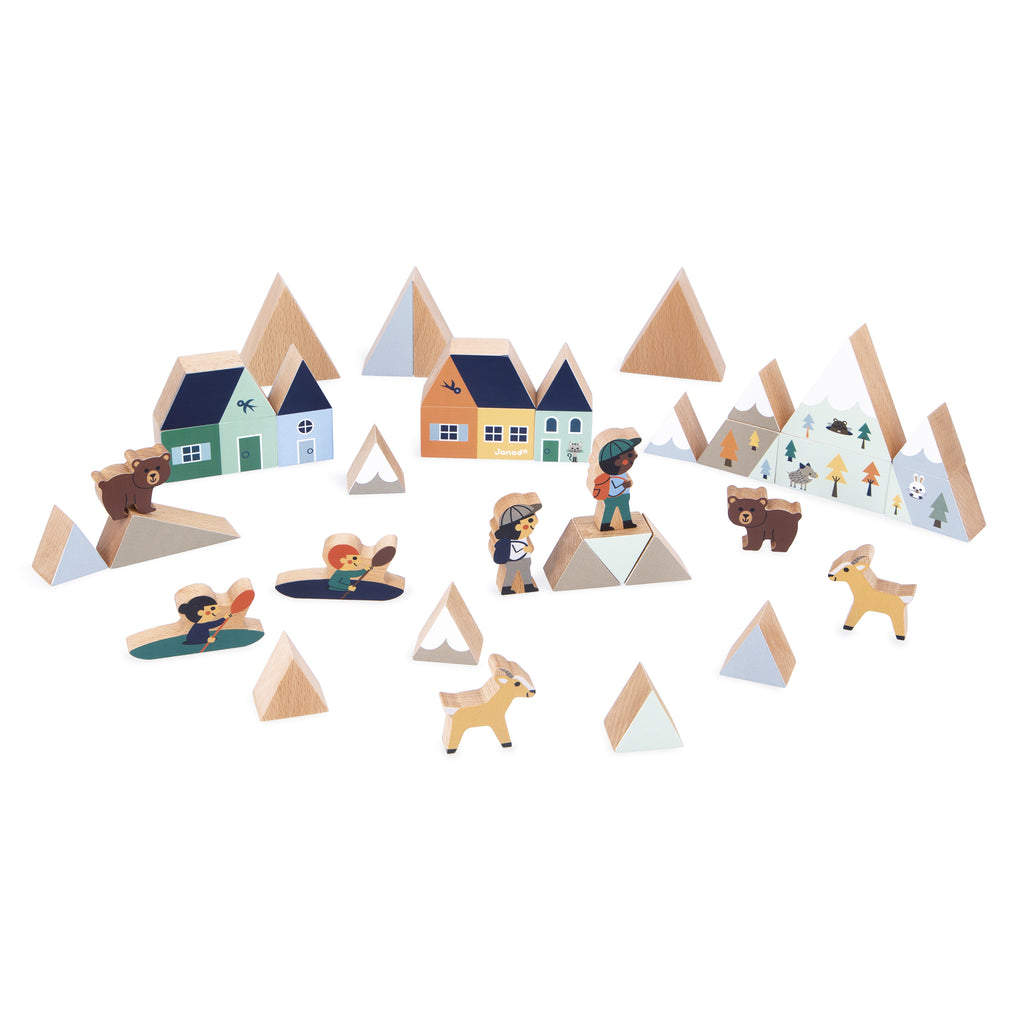 Wooden Cubes & Figures Set by Janod | Cotton Planet