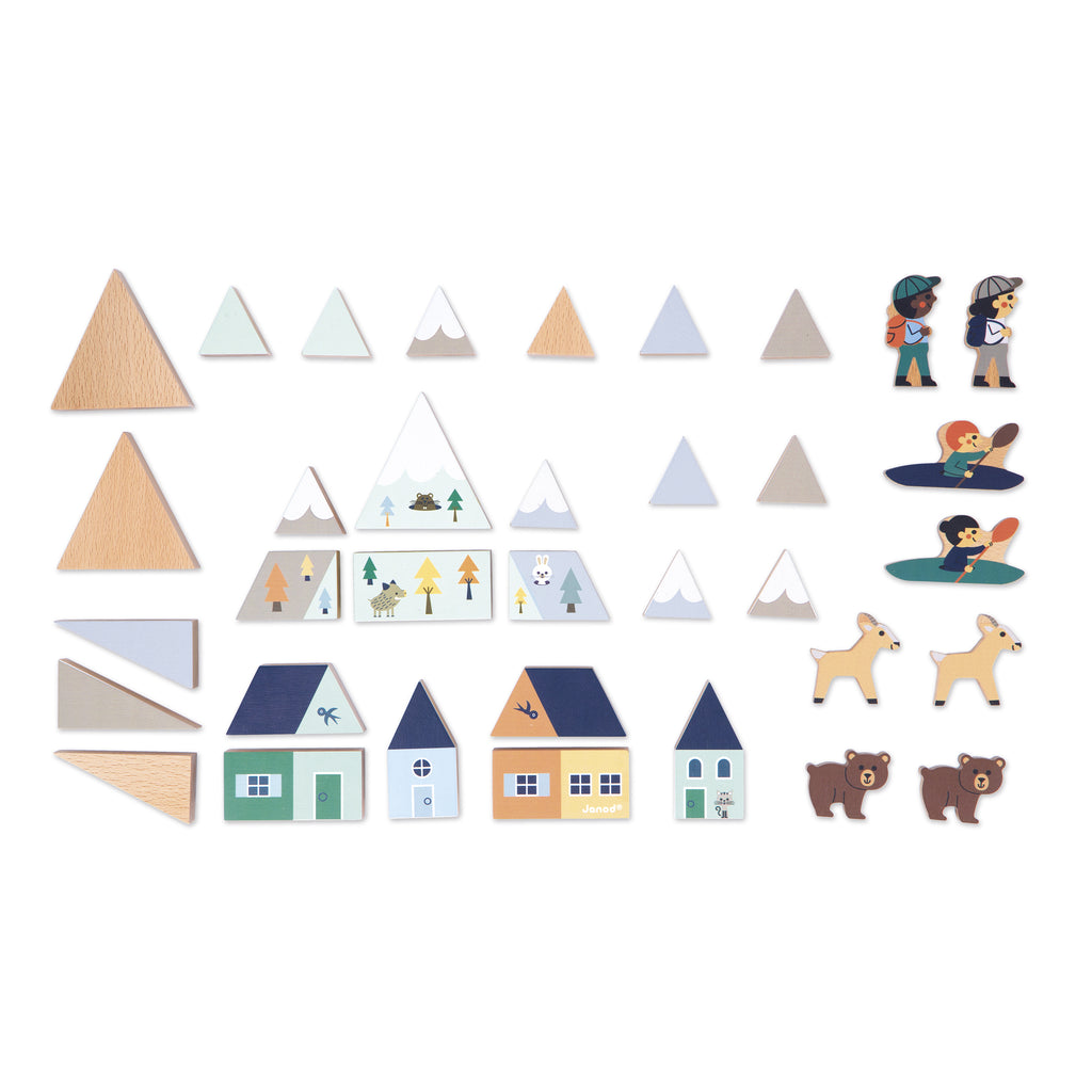 Wooden Cubes & Figures Set by Janod | Cotton Planet