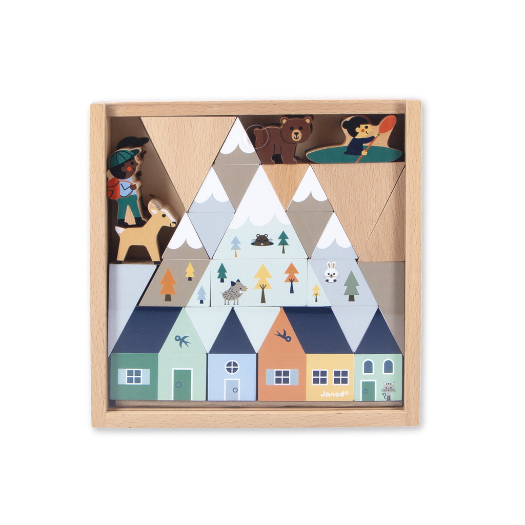 Wooden Cubes & Figures Set by Janod | Cotton Planet