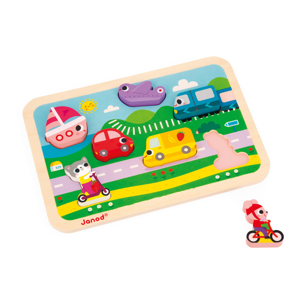 Wooden Vehicle Chunky Puzzle by Janod | Cotton Planet