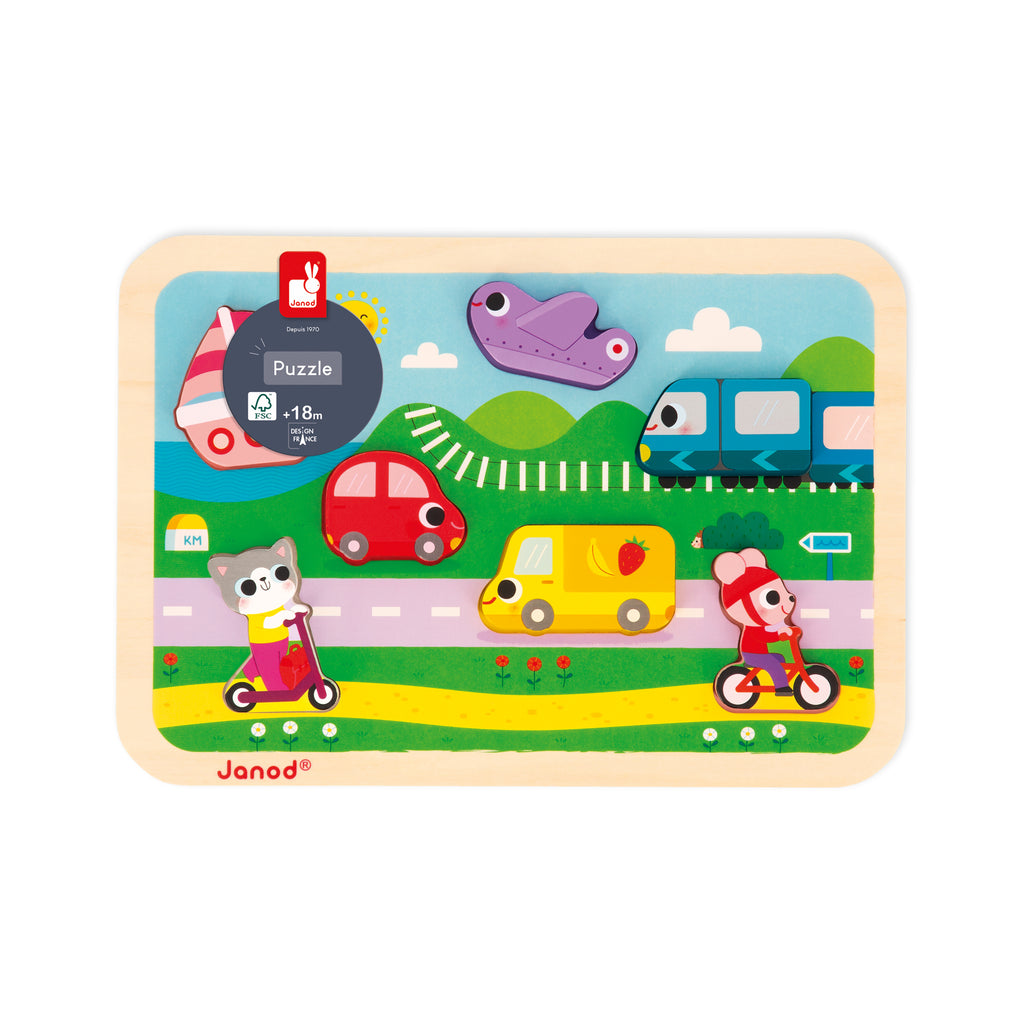 Wooden Vehicle Chunky Puzzle by Janod | Cotton Planet
