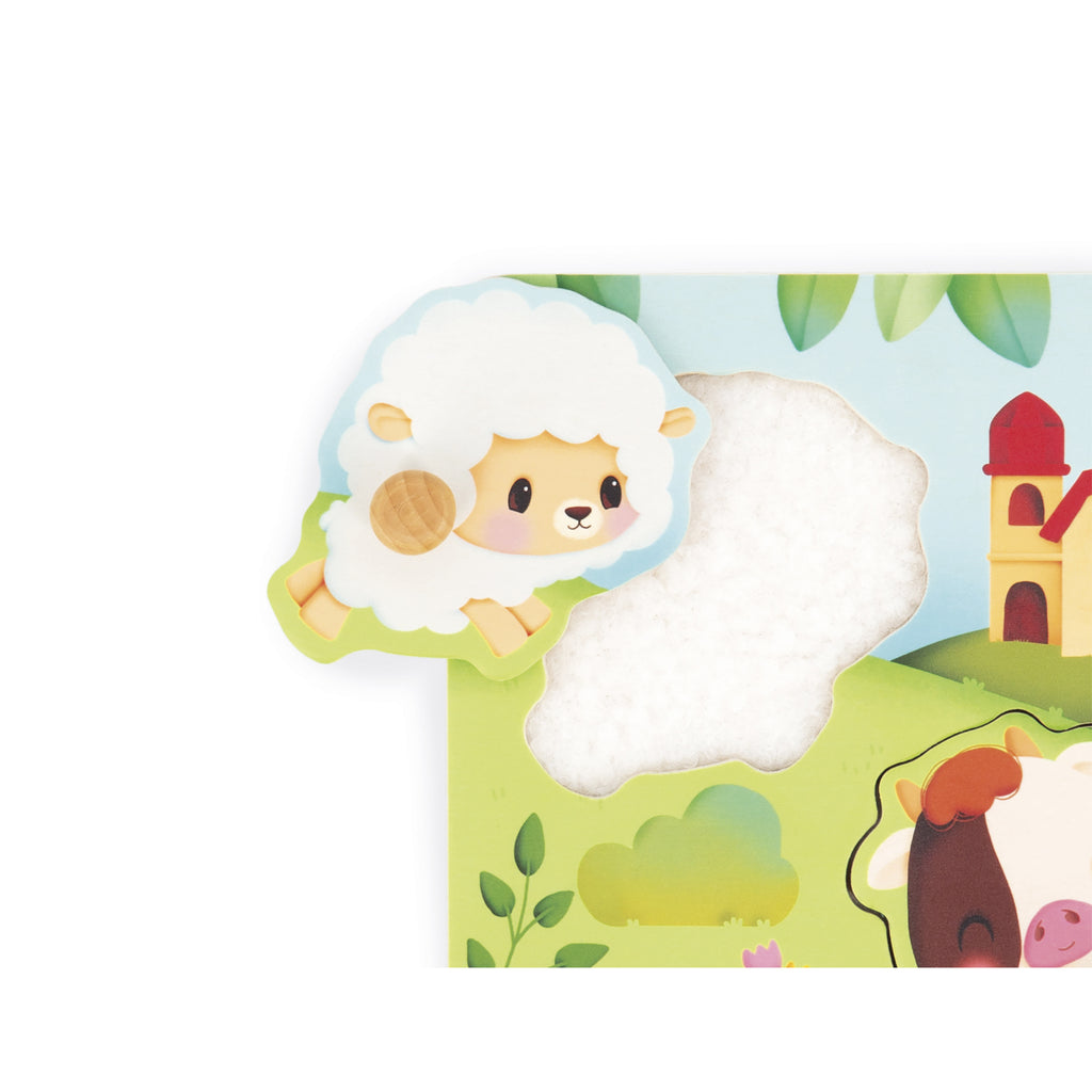 Wooden Farm Animal Tactile Puzzle by Janod | Cotton Planet