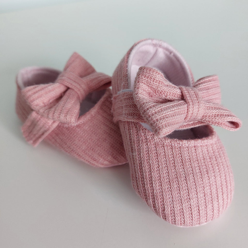 Knitted Cotton Baby Girl Shoes - Pink