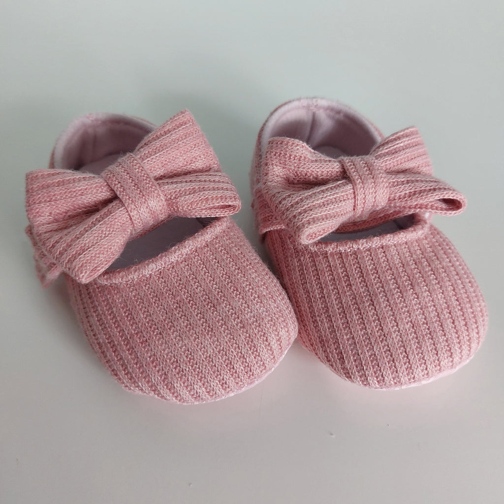 Knitted Cotton Baby Girl Shoes - Pink