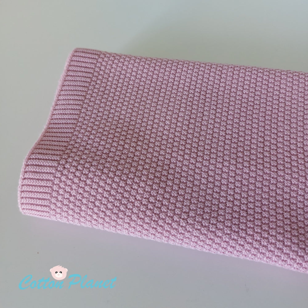 Personalised Pink Cotton Knit Blanket | Cotton Planet