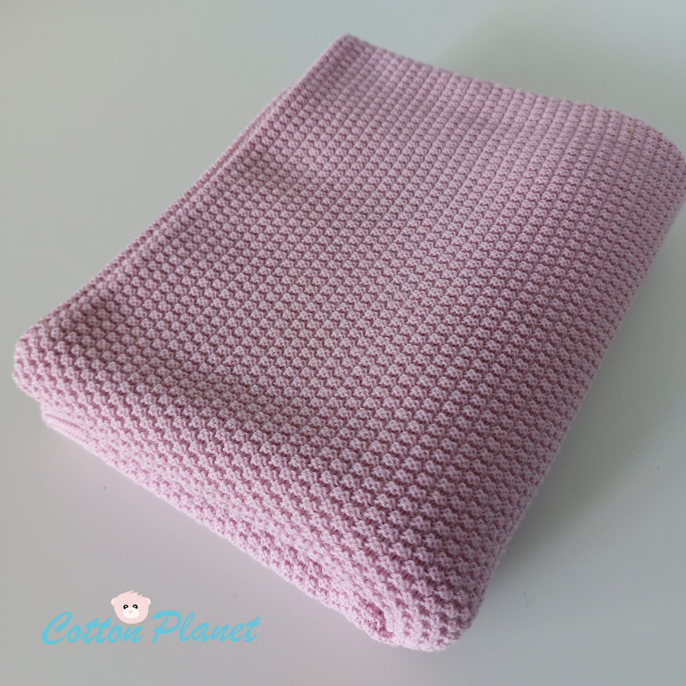 Personalised Pink Cotton Knit Blanket | Cotton Planet