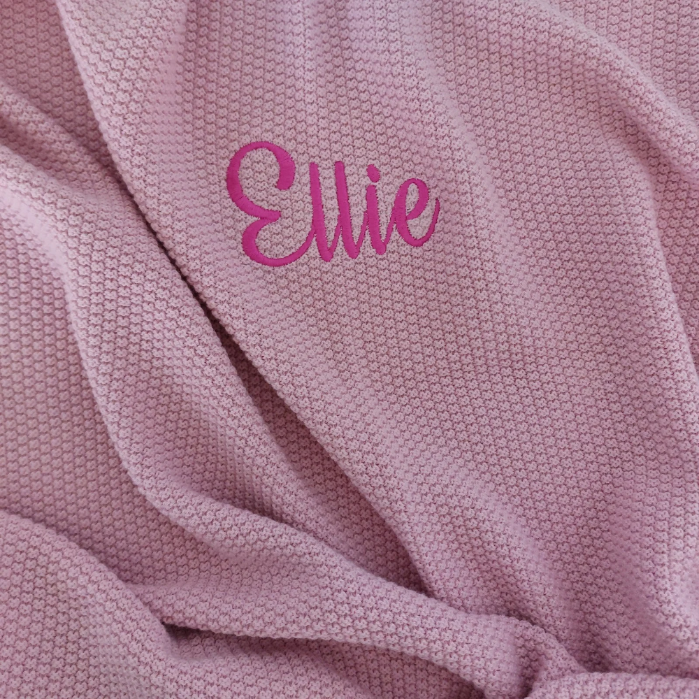 Personalised Pink Cotton Knit Blanket | Cotton Planet