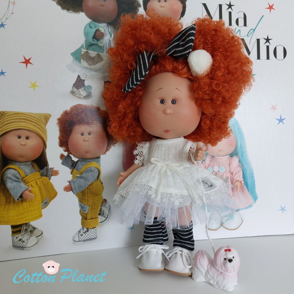 Mia Doll with Red Curly Hair and Puppy - cottonplanet.ie