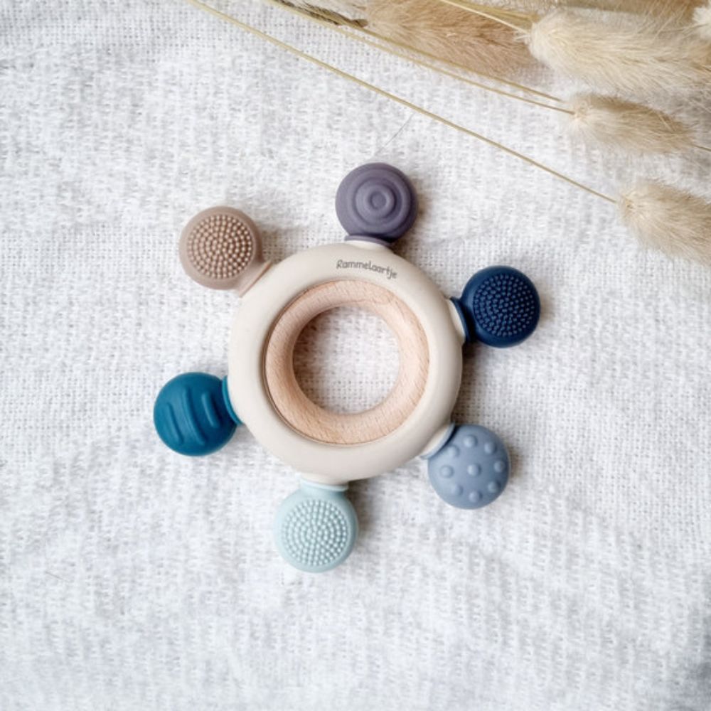 Multicolour Teething Ring with Blue cottonplanet.ie