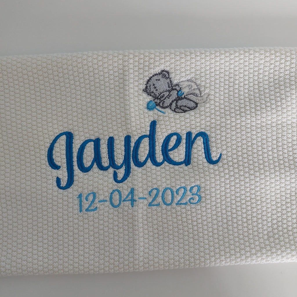 Personalised Baby Boy Blanket with Teddy Cotton Planet