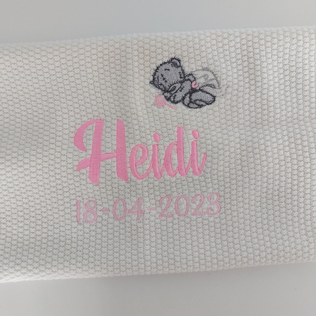 Personalised Baby Girl Blanket with Teddy Cotton Planet