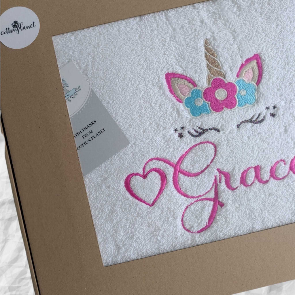 Personalised Children Towel with Sparkly Unicorn