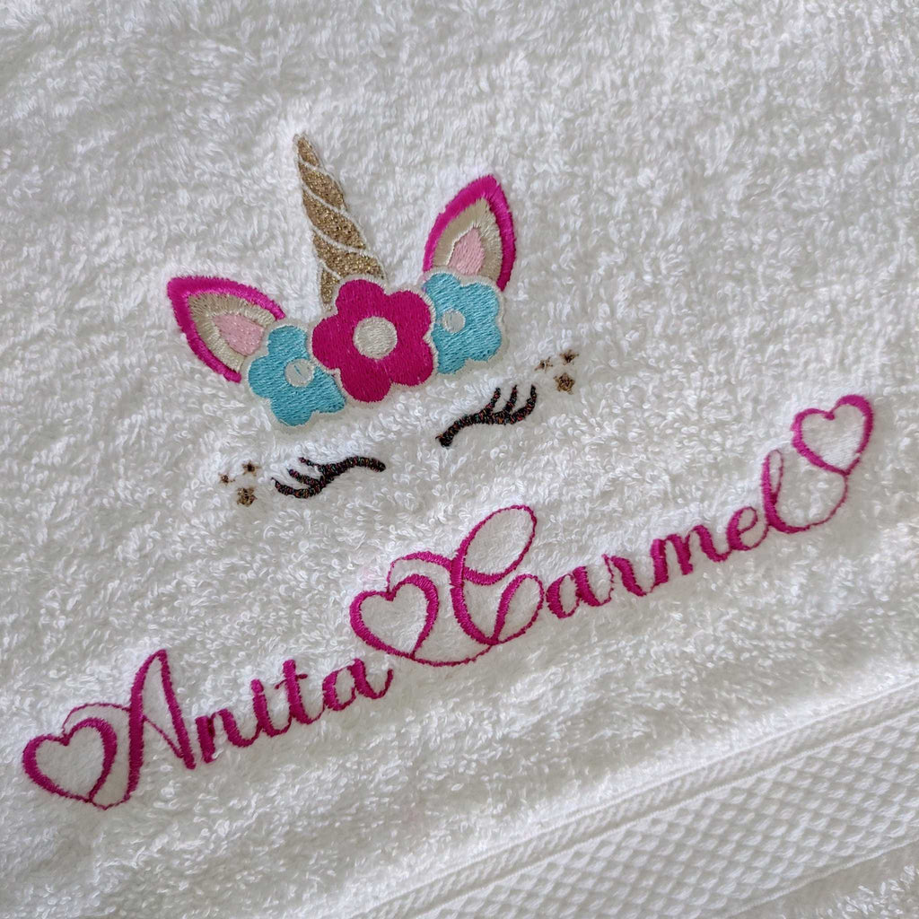 Personalised Children Towel with Sparkly Unicorn
