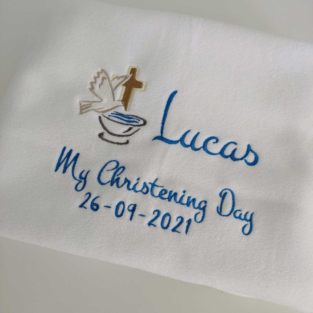 Personalised Contemporary Christening Day Boy Blanket