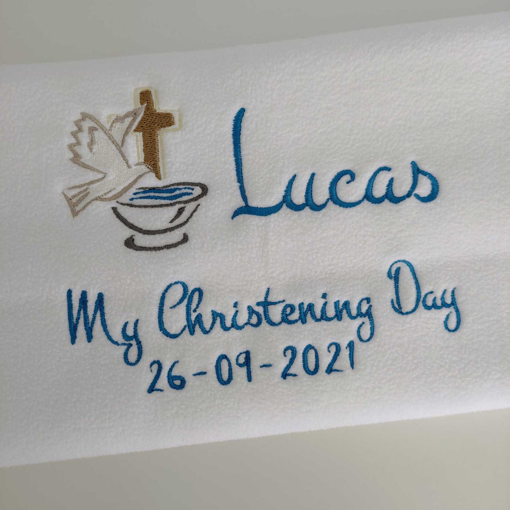 Personalised Contemporary Christening Day Boy Blanket
