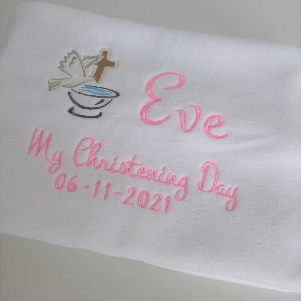 Personalised Contemporary Christening Day Girl Blanket