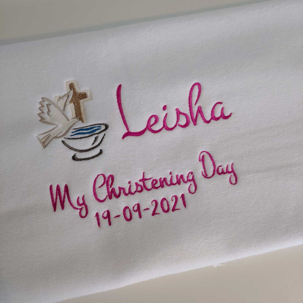 Personalised Contemporary Christening Day Girl Blanket