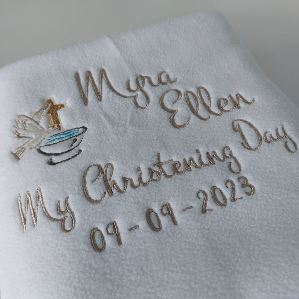 Personalised Contemporary Christening Day Unisex Blanket Cotton Planet