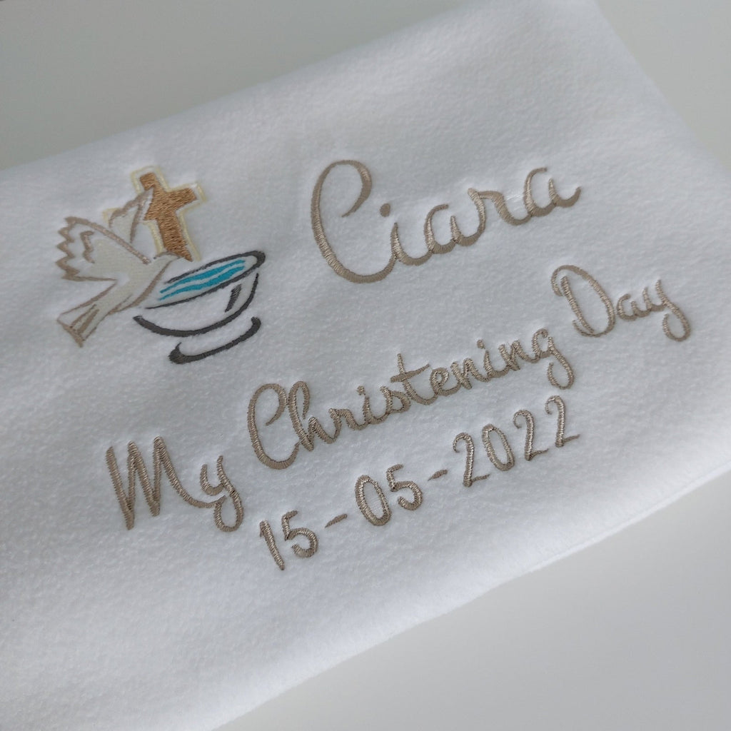 Personalised Contemporary Christening Day Unisex Blanket