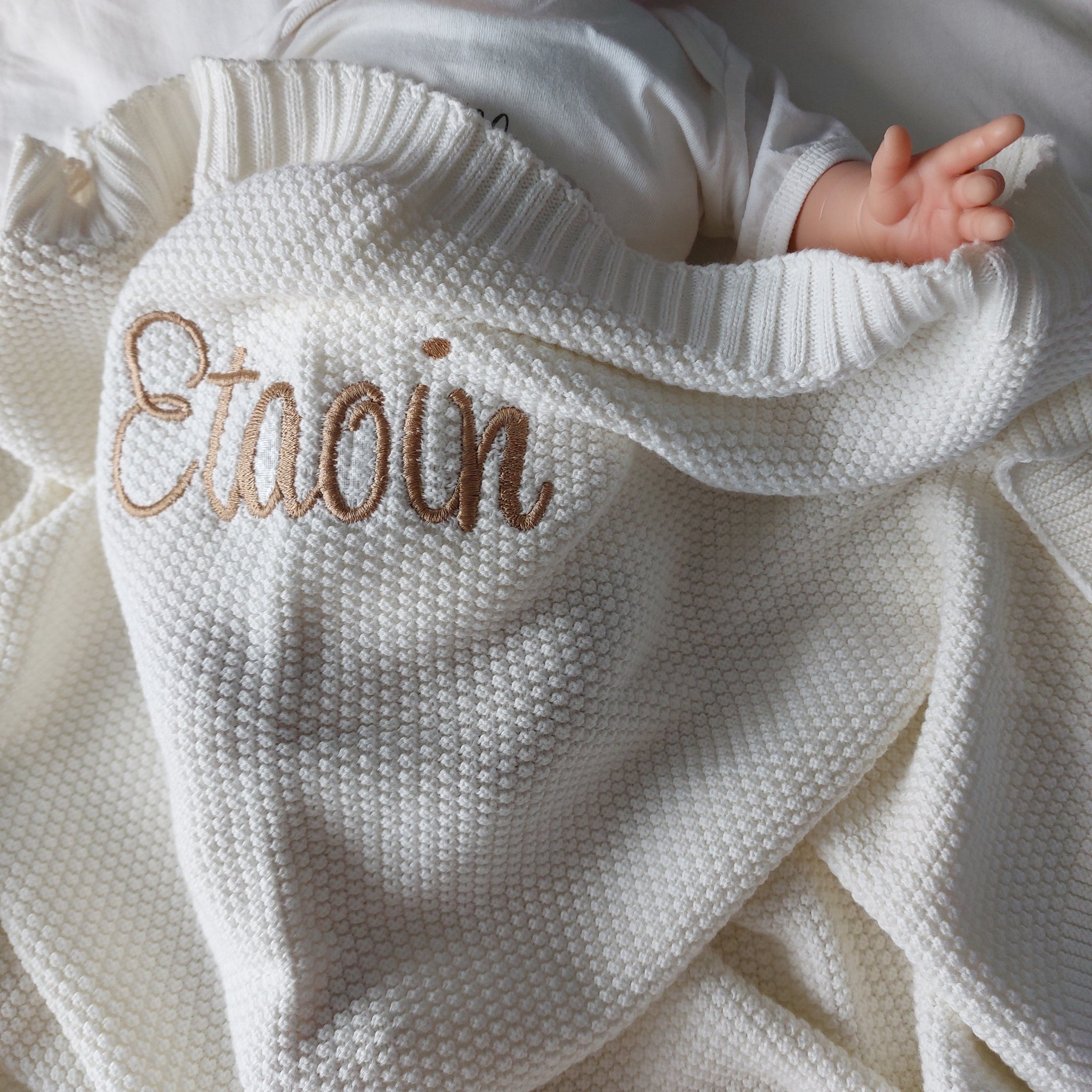 Personalised Cotton Knit Blanket Baby Gift Baby Shower New Baby cottonplanet.ie