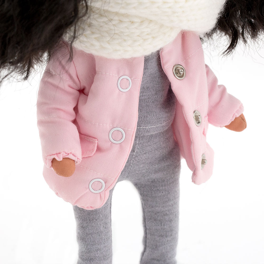 rag doll tina doll in a pink jacket cottonplanet.ie