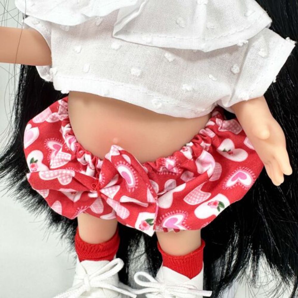 Mia Brunette Doll in Red and White Outfit - cottonplanet.ie