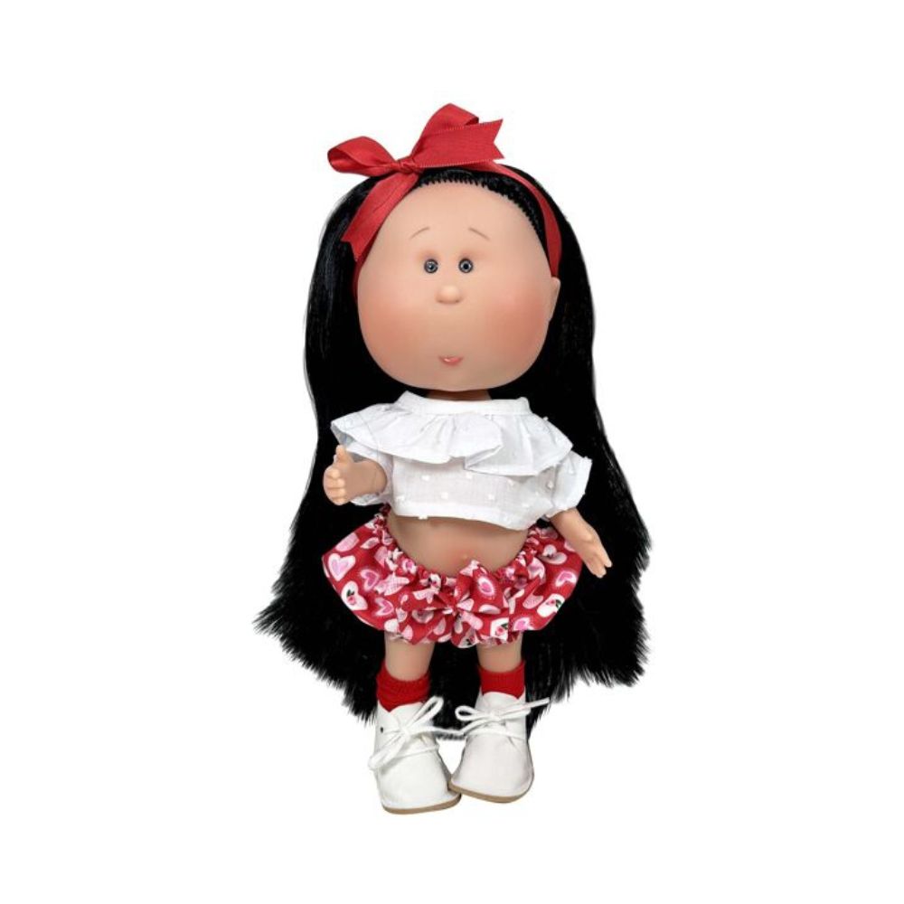 Mia Brunette Doll in Red and White Outfit - cottonplanet.ie