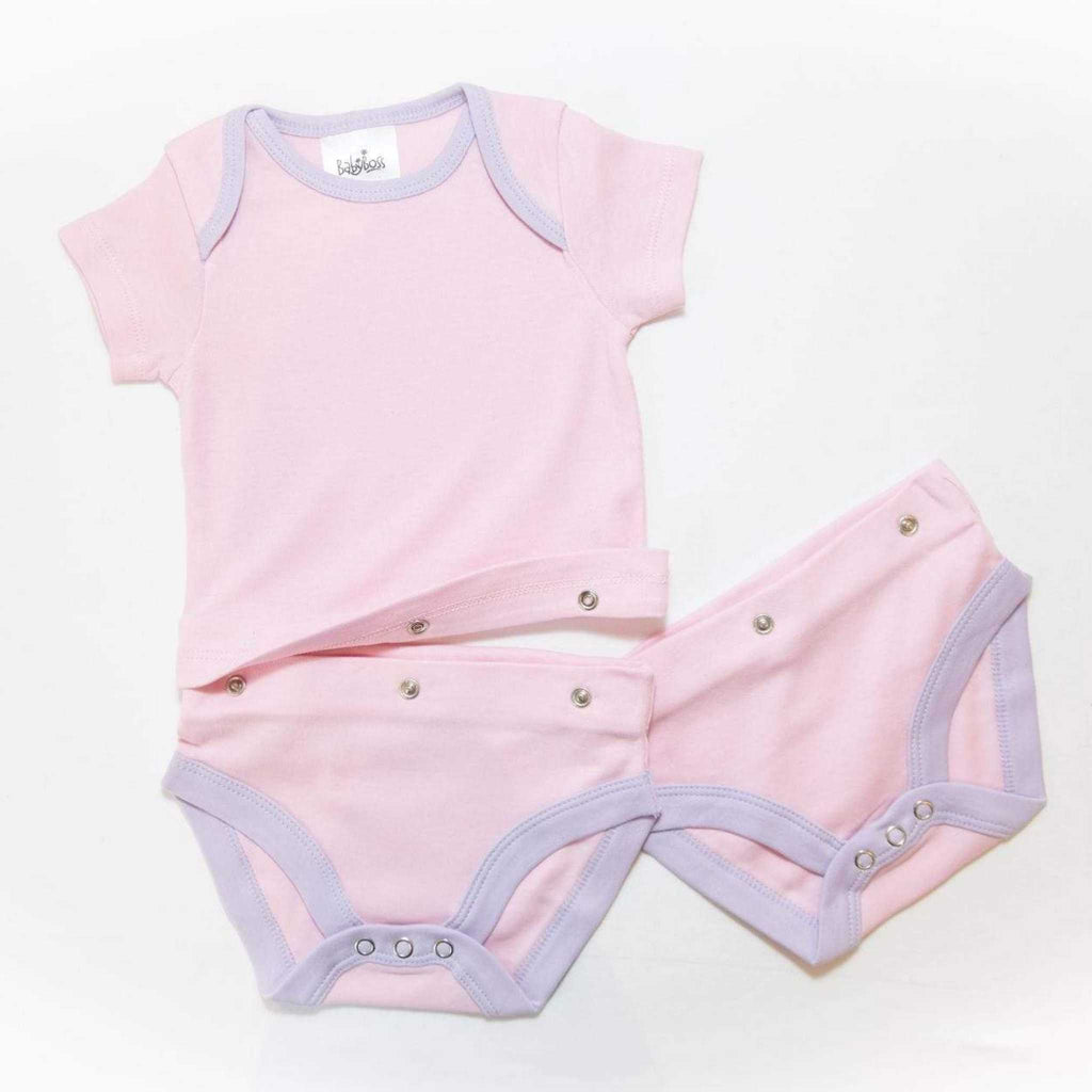 The Twosie Baby Vest - Baby Pink & Lilac Trim
