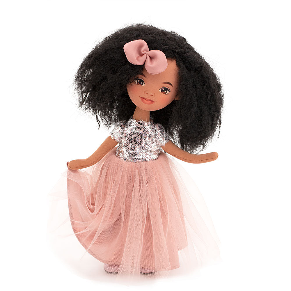 Rag Doll Tina in a Pink Dress with Sequins - cottonplanet.ie