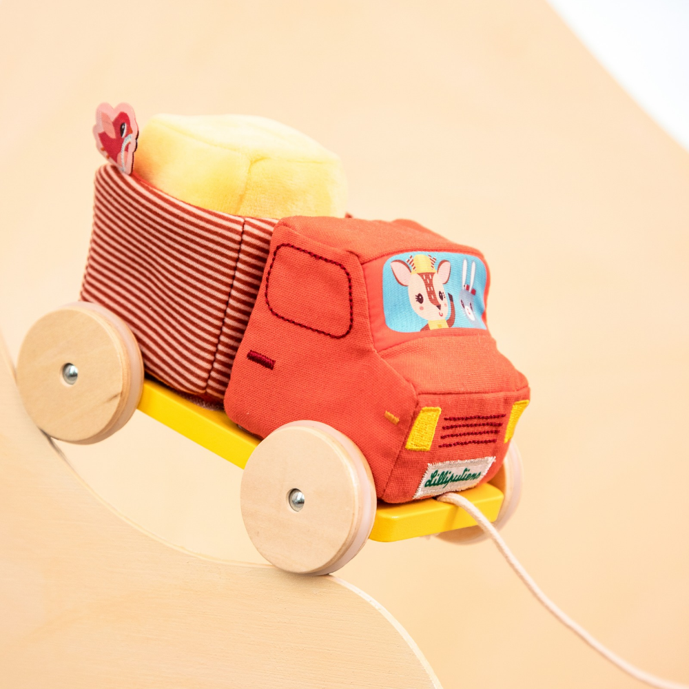 Pull Along Wood and Fabric Truck by Lilliputiens | Cotton Planet