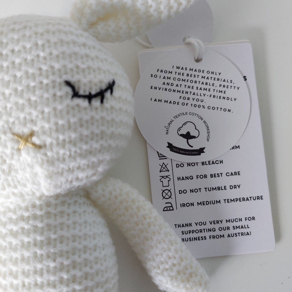 Handmade white knitted bunny by Annie & Charles - CottonPlanet.ie