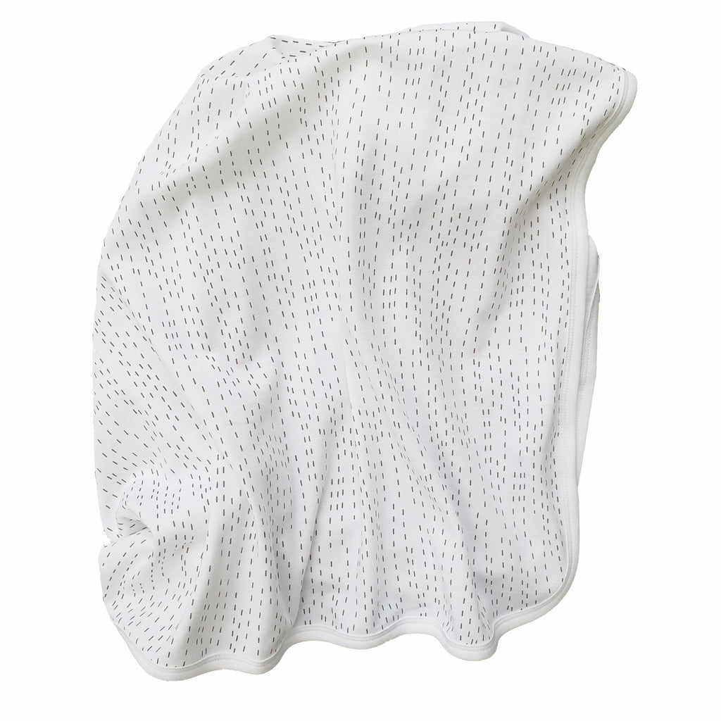 Cotton Jersey Organic Blanket White with Grey Strokes | Cotton Planet