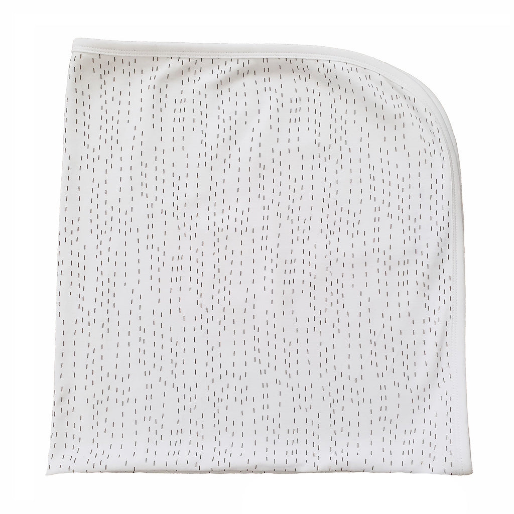 Cotton Jersey Organic Blanket White with Grey Strokes | Cotton Planet