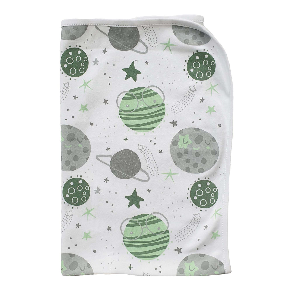 Baby Organic Cotton Jersey Pink with Planets Pattern | Cotton Planet