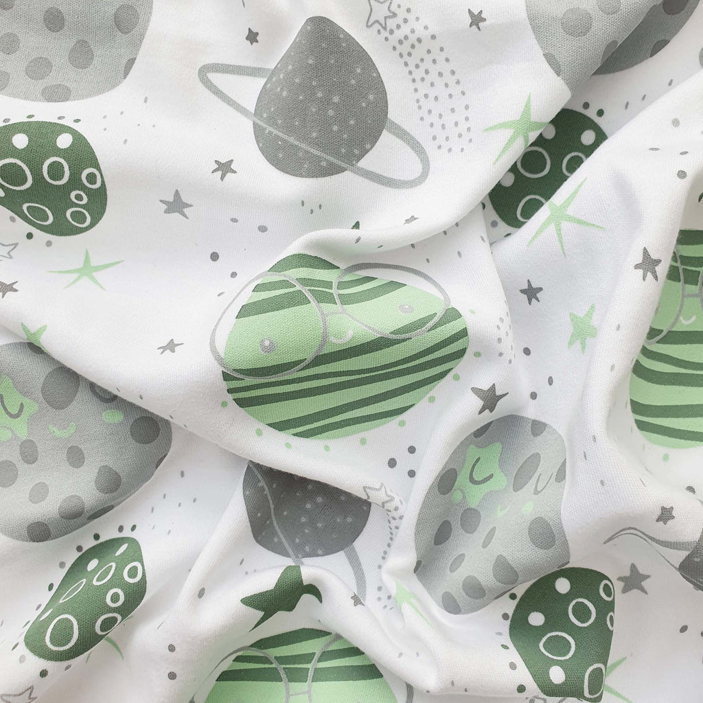 Baby Organic Cotton Jersey Pink with Planets Pattern | Cotton Planet