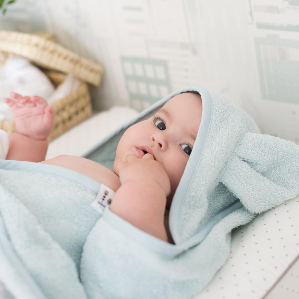 Hooded Rabbit Towel - Sapphire cottonplanet.ie