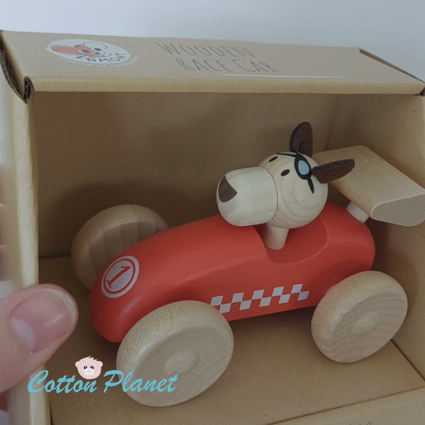 Wooden Racing Dog Car by Egmont Toys | Cotton Planet