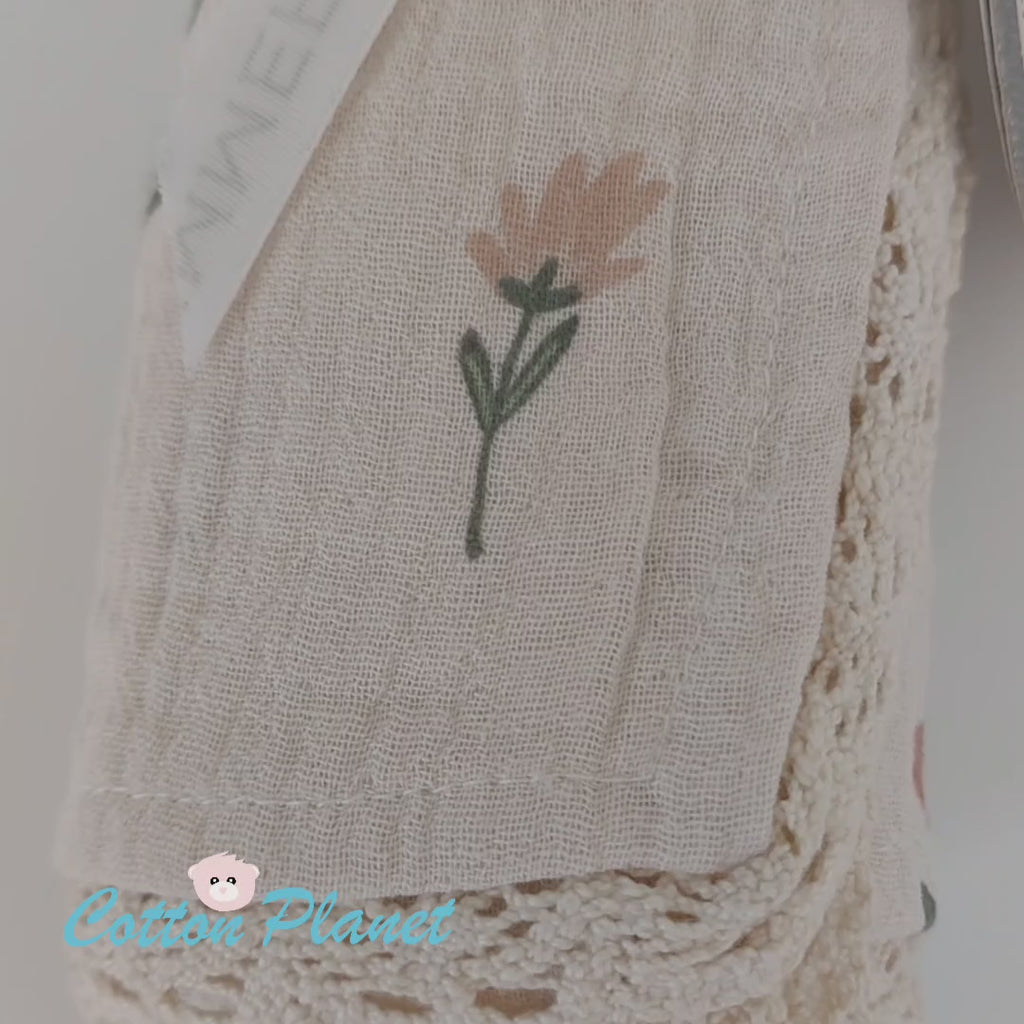Baby Organic Cotton Blanket with Lace Nostalgia | Cotton Planet