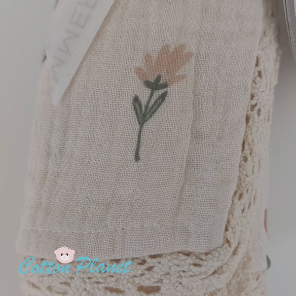Baby Organic Cotton Blanket with Lace Nostalgia | Cotton Planet