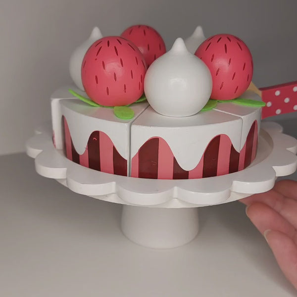 Strawberry Cake Wooden Play Set by Jabadabado | Cotton Planet