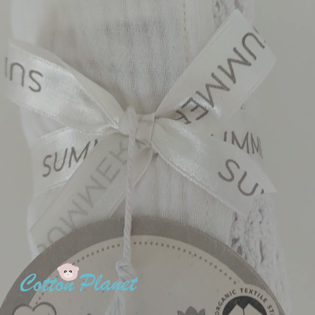 Baby Organic Cotton Blanket with Lace White | Cotton Planet