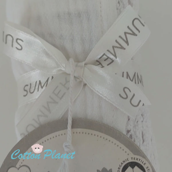 Baby Organic Cotton Blanket with Lace White | Cotton Planet