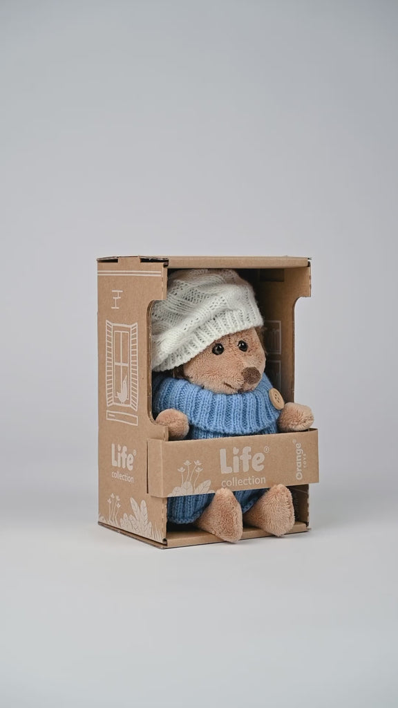Hedgehog Plush Toy in Blue Sweater by Orange Toys | Cotton Planet