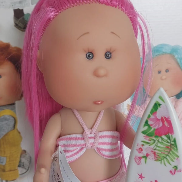 Mia Pink Hair Doll with Bikini and Surfboard - cottonplanet.ie