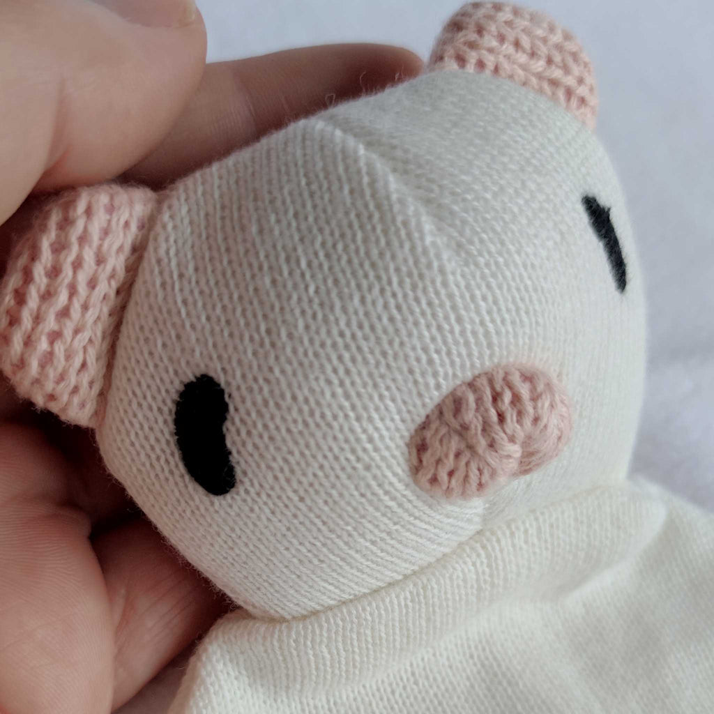 Knitted White Teddy Bear Baby Comforter
